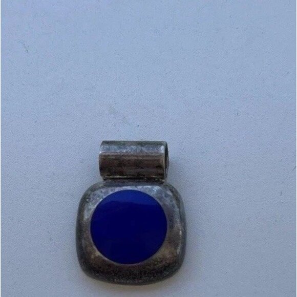 Sterling Silver 925 Blue Lapis Lazuli Square Pendant TC113 Signed Mexico - Picture 2 of 10
